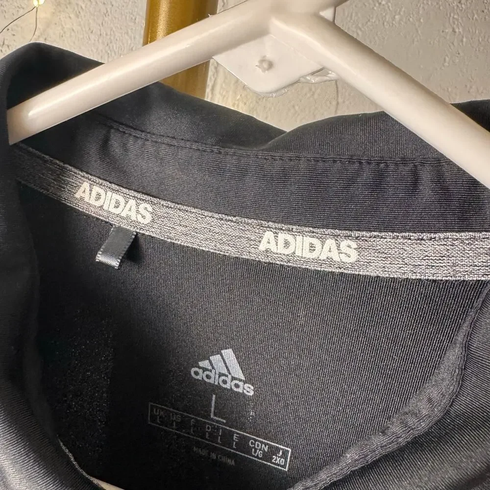 adidas men’s black performance golf polo shirt embroidered logo size L